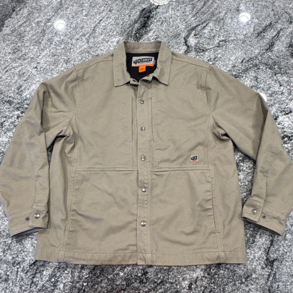 40 Grit Duluth Trading Men's L Tan Jacket Standard Fit Lined Shirt Jac Canvas